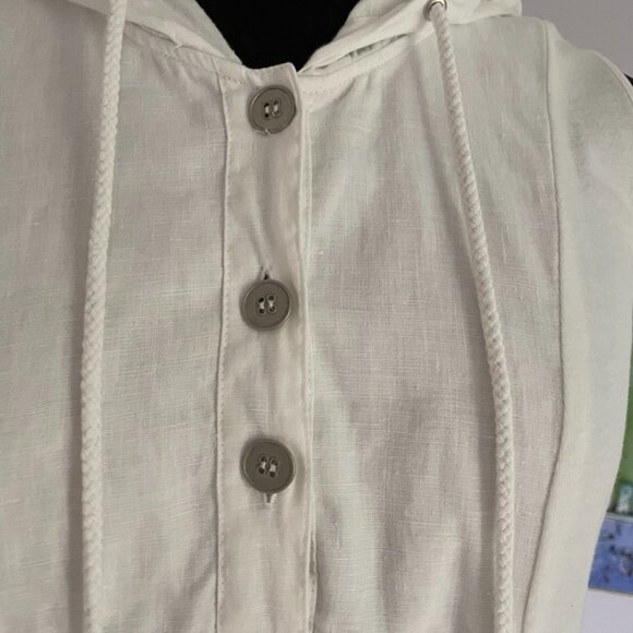 White linen and cotton dress BLU No. 9. Medium size. - Picture 12 of 14